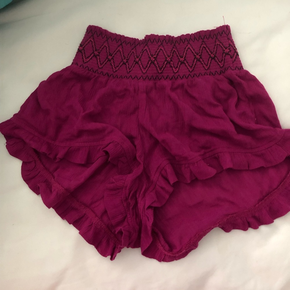 High rise ruffle shorts
